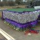 Setting up the base of the float on a windy, cold day.